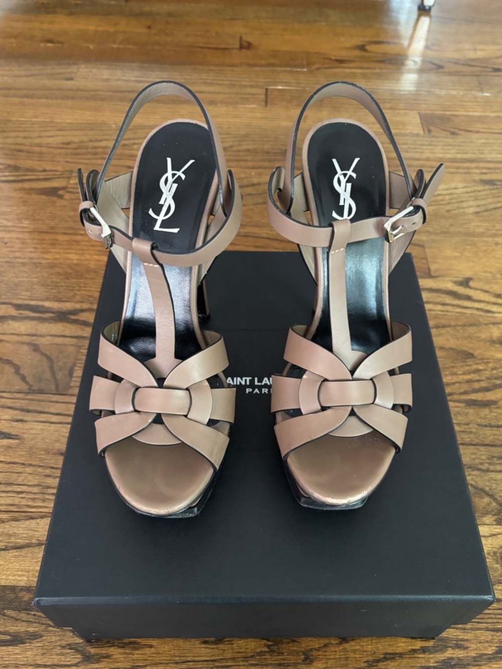 Yves Saint Laurent Tribute Platform Sandal Taupe 38.5